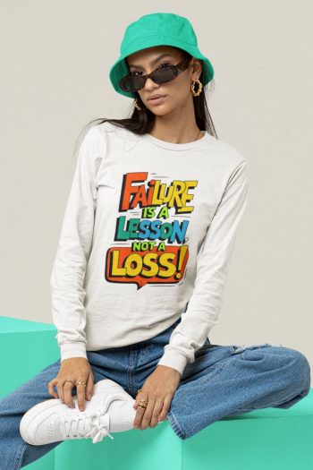 Full Sleeve white Flirt with purpose graphics T Shirt for Ladies