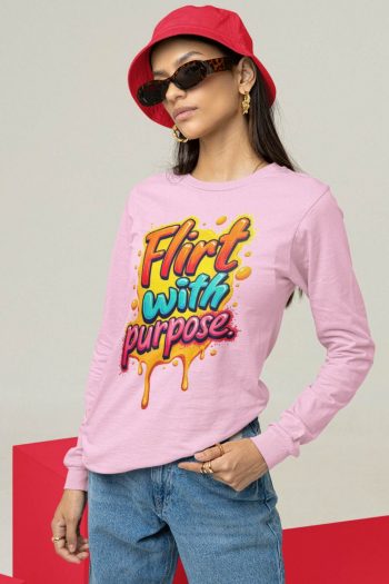 Full Sleeve pink FWP graphics T Shirt for Ladies