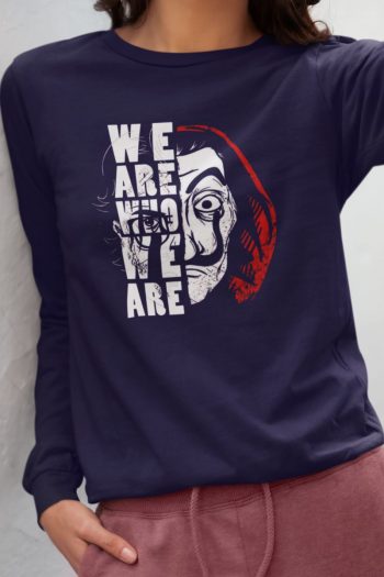 Full Sleeve dark blue graphics T Shirt for Ladies