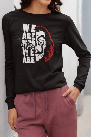 Full Sleeve black graphics T Shirt for Ladies