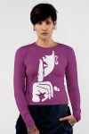Full Sleeve graphic Maron T Shirt for Ladies