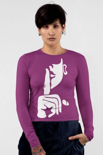 Full Sleeve graphic Maron T Shirt for Ladies