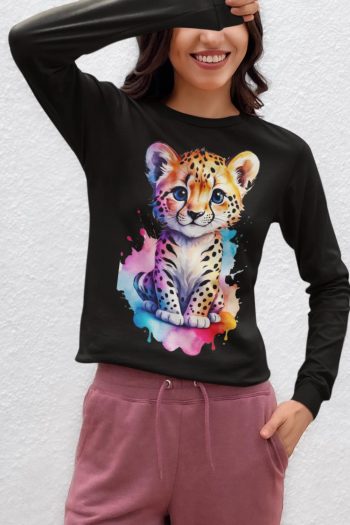 Full Sleeve black Cute CUB graphics T Shirt for Ladies