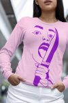 Full Sleeve graphic pink T Shirt for Ladies